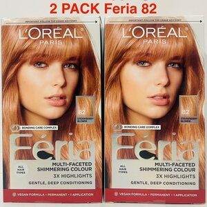 L'Oreal Feria 82 Strawberry Blonde Hair Color Multi-Faceted Permanent (2 PACK)
